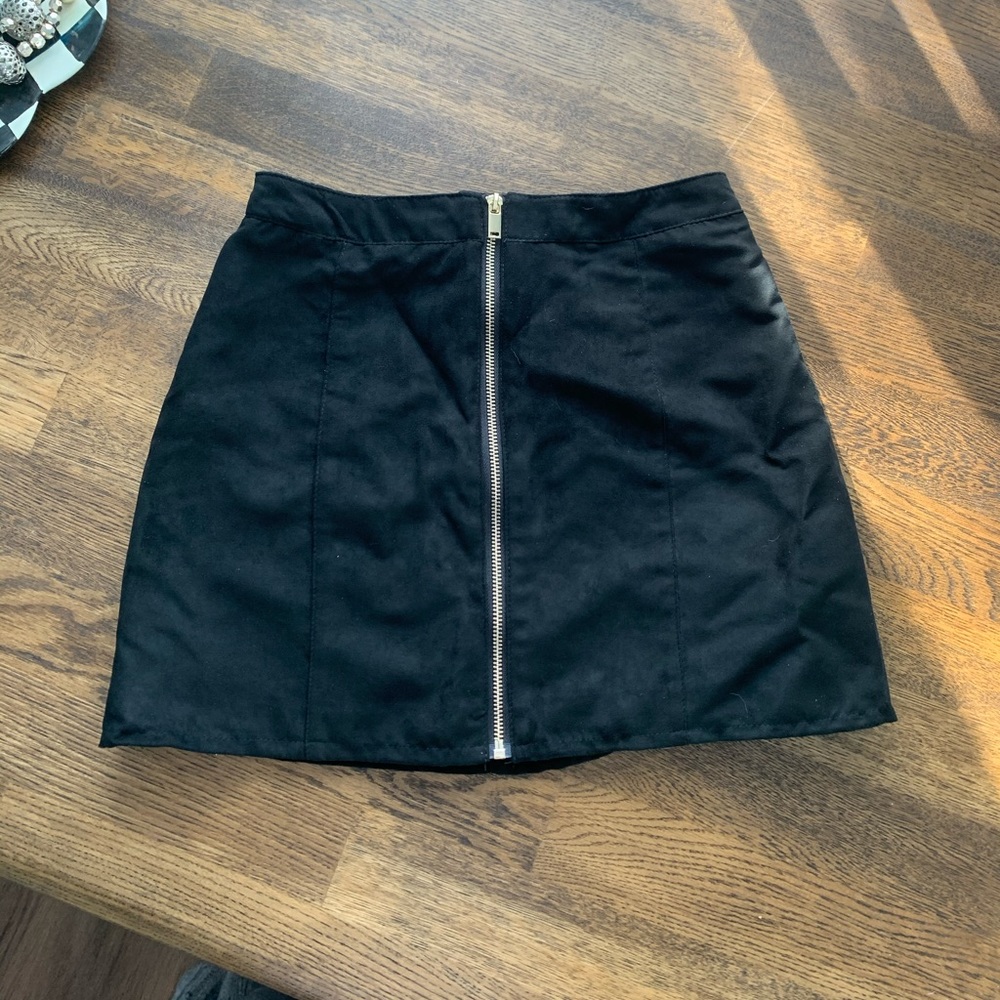 Black suede mini skirt